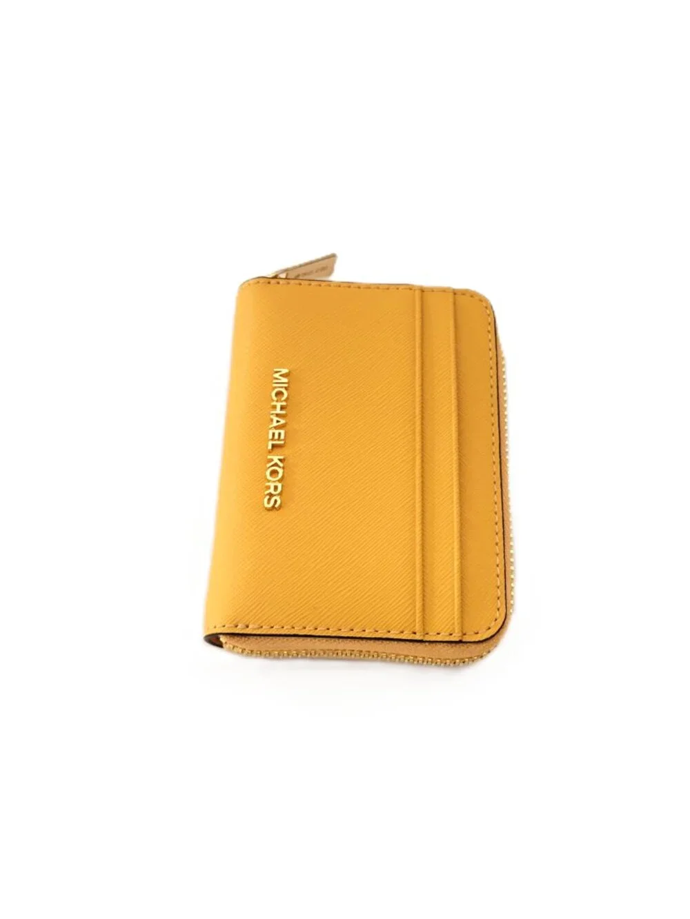Michael Kors Jet Set Travel Medium Zip Around Card Case Honey Wheat Leather